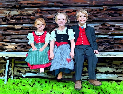 Ganz brave Kinder - Very well-behaved children - Pequenos anjos 2025   Handmade digital painting on canvas 130 x 110 cm (205 megapixels)